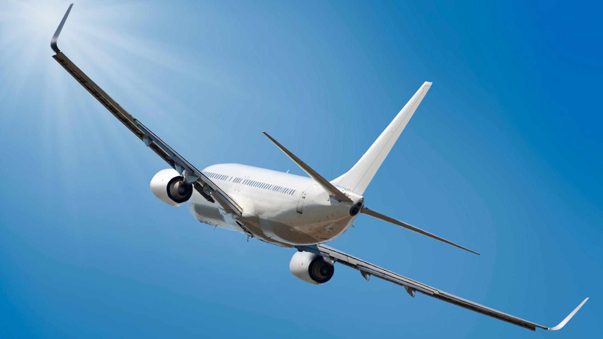 Airplane flying in the sky.