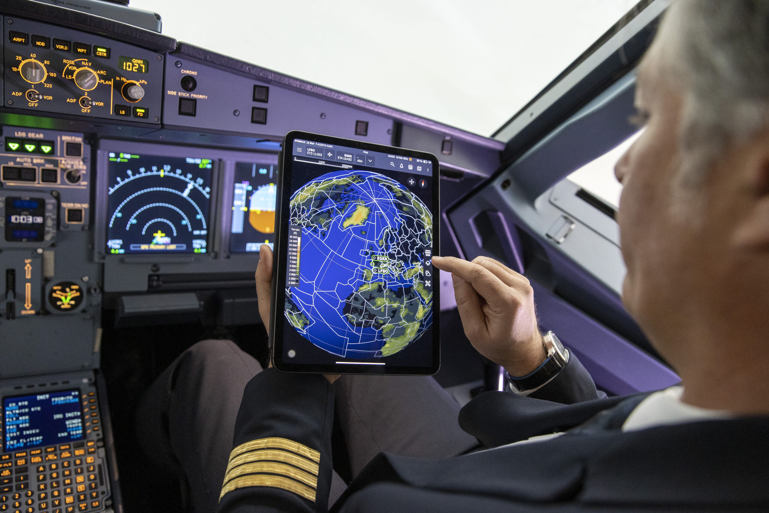 Pilot flying a plane.